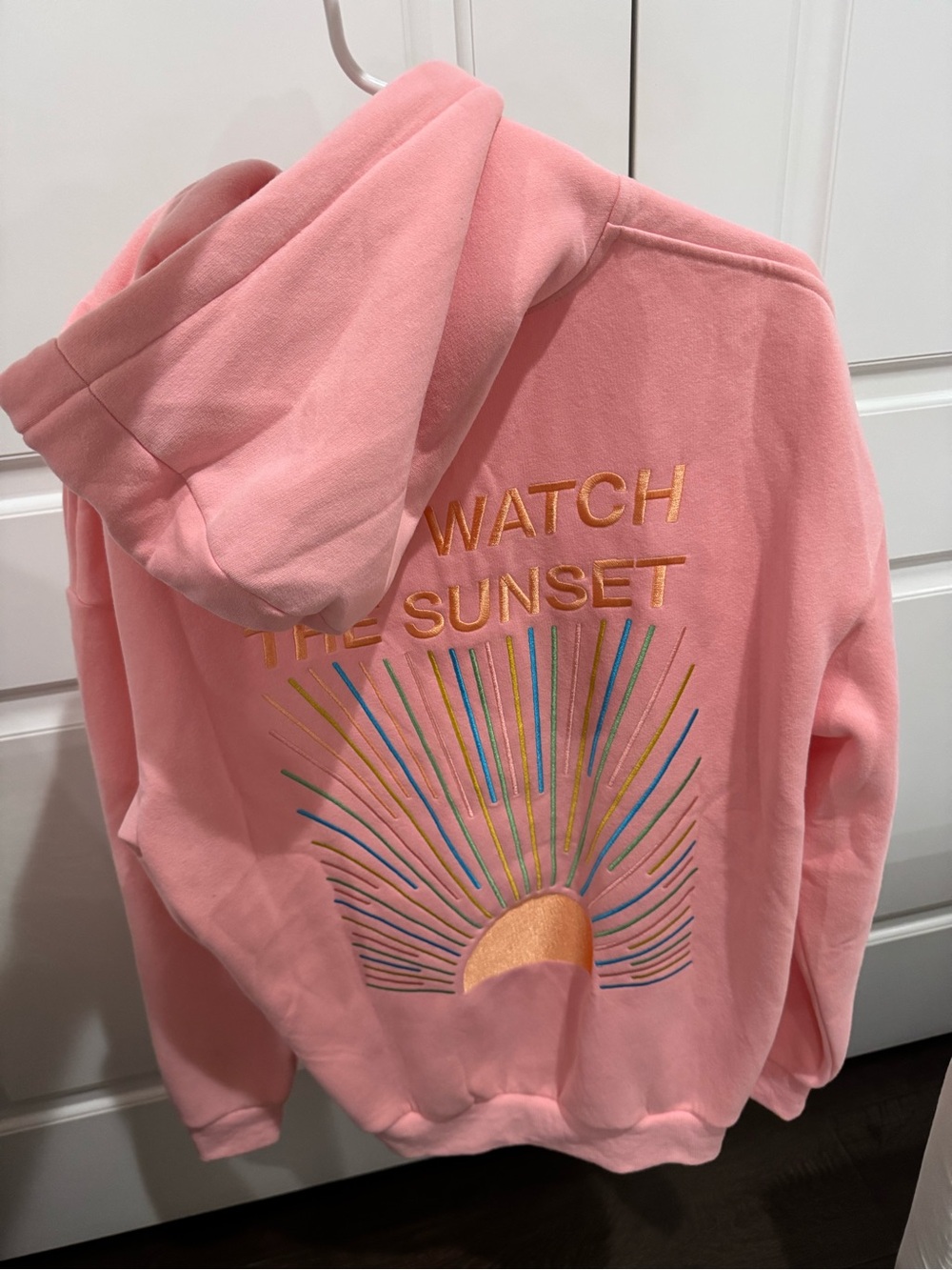Dandy Worldwide Let’s Watch the Sunset Pink Embroidered Oversized Hoodie size M